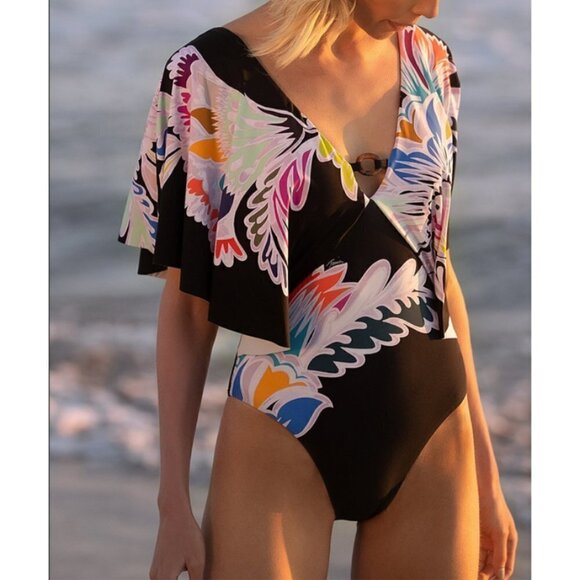 Trina Turk Other - 💕TRINA TURK💕 Seychelles Flutter Sleeve One Piece Swimsuit Size 0 NWT Print